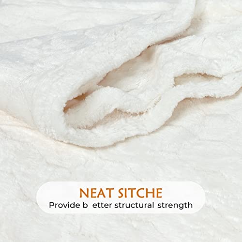 Toonow Fleece Blanket Fuzzy Plush Throw Blanket 50" X 60", Super Soft Fluffy Bed Blanket Geometric Pattern Comfy Microfiber Flannel Blankets For Couch, Bed, Sofa, Cream White #TOP4