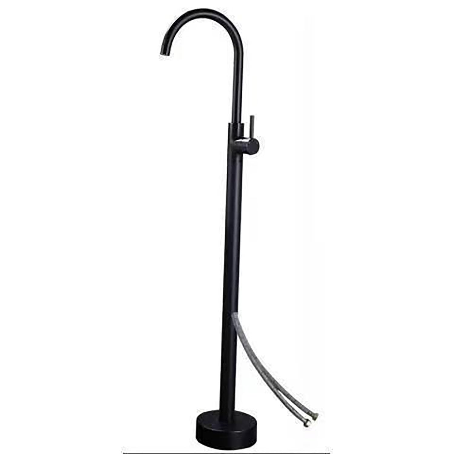 KUNYOS Freestanding Faucet Bathtub, 360°Rotate Spout Peep Faucet for Tub Single Hand Floor Standing Tub Faucet Faucet Bathroom,Black,B