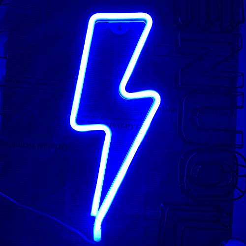 ENUOLI Blue Lightning Bolt Wall Light,LED Lightning Bolt Neon Sign Decor Light Wall Decor for Christmas,Birthday Party,Kids Room, Living Room, Wedding Party Decor
