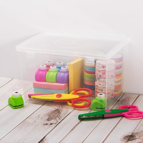 Image of Clear Storage Box with Lid 4 Pack,2.5 Quart Plastic Bins Craft Organizers and Storage, Small Container Stackable Case Box for Cosmetic, Plastic Storage Containers for Home Organization