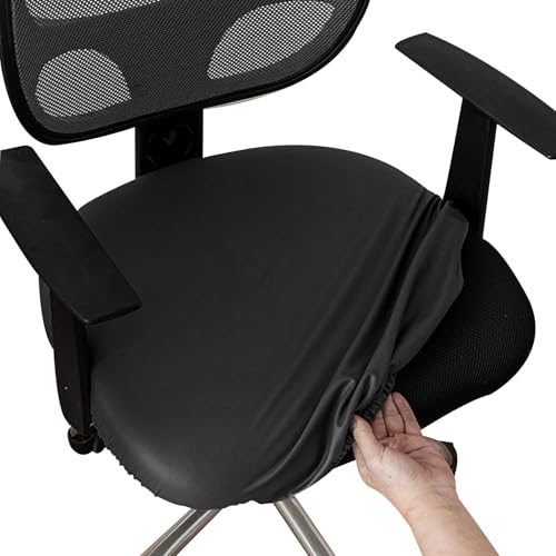 1 funda de asiento de silla de oficina de jacquard elástica, funda de silla negra, desmontable y lavable, funda protectora duradera, suave y resistente a las arrugas para oficina y sala de reuniones