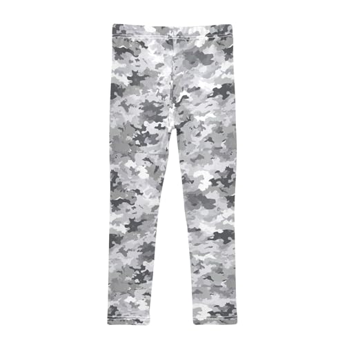 Boccsty White Dark Grey Military Camouflage Girls Leggings Kids Yoga Pants Dance Active Tights 4T2
