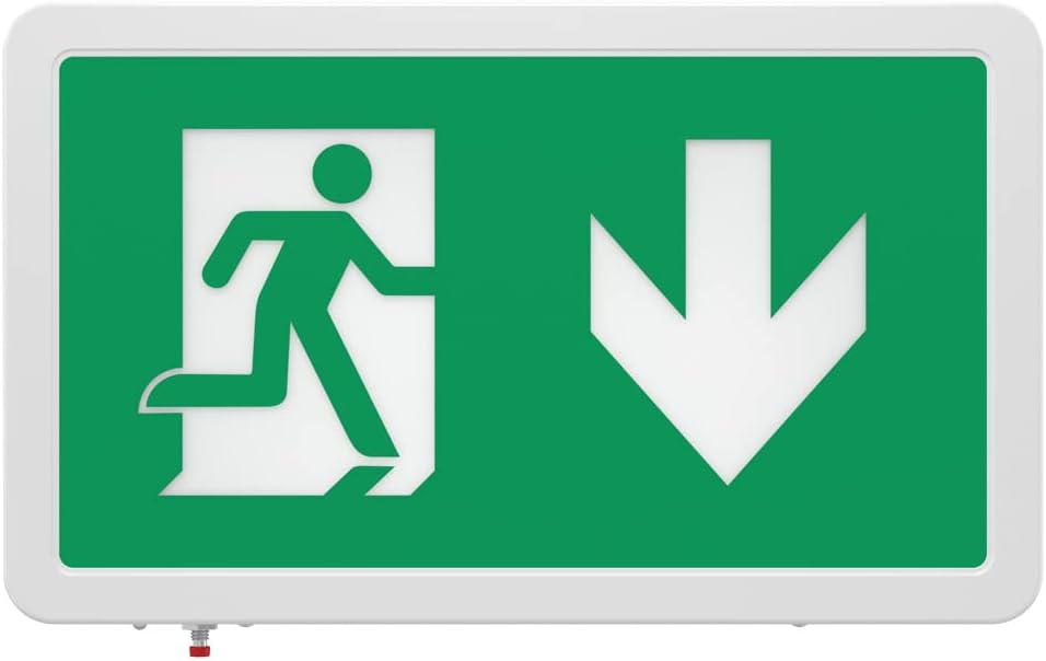 LightHub LED 3hr Emergency Exit Sign Box Maintained/Non-Maintained Fire Safety Light Fitting (Down Arrow)