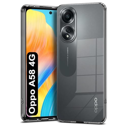 Image of Dashmesh Shopping Transparent Back Case Cover for Oppo A58 4G (Soft Silicone & Flexible & Camera Protection Back Case)