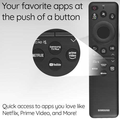Image of Original Solar Voice Remote Control Replacement with YouTube Netflix Shortcut for Samsung Smart TVs, Compatible with Neo QLED 8K, QLED (BN59-01480A)