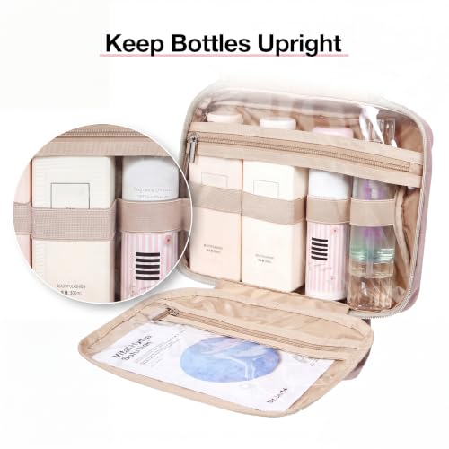 Image of BAGSMART Toiletry Bag Hanging Travel Organizer with TSA Approved Transparent Cosmetic Bag and Detachable Makeup Pouch for Full Sized Toiletries