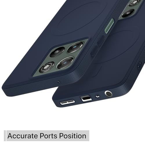 Image of Outlouders Back Cover for Motorola Moto G67 Power / G57 Power 5G Soft Matte Silicone Cover with Slim Fit | Mag-Safe Logo (Not Mag-Safe Compatible) | Shockproof | Camera Protection Bumper Case (Blue)