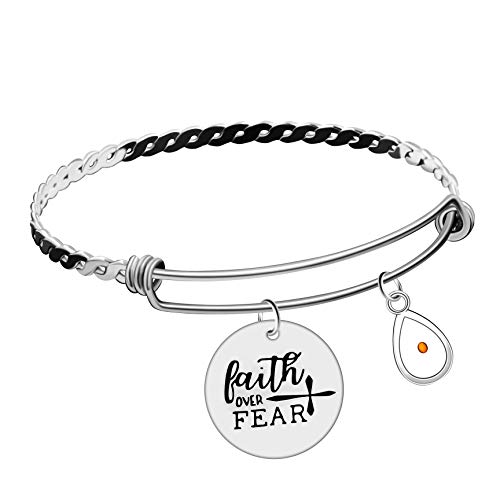 Tobestu Stainless Steel Faith Over Fear Bangles with Teardrop Mustard Seed Charms Extendable Wire Bangle Bracelets for Girls ZY023 (Drop)