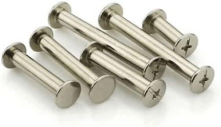 100sets M5*4mm to 50mm Nickel pleated Metal Binding Chicago Screws Nails Studs Rivets For Photo Album - (Length: m5X40 100PCS)