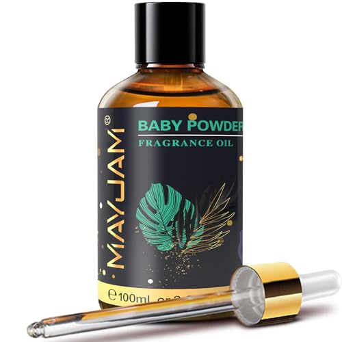 MAYJAM 100ML/3.38FL.OZ Baby Powder Fragrance Oils with Glass Dropper Essential Oils for Diffusers Long Lasting Scented Oils for Soap Candle Making