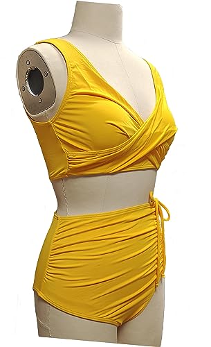 Women's High Waisted Bikini Set Twist Front Tie Back 2 Piece Swimsuits with Removable Padded Cup4