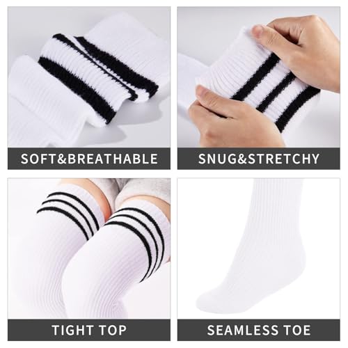 Image of Abodhu Womens Thigh High Socks, Over Knee Socks for Women, Striped Knit Long Tall Stockings, Cosplay Casual Socks