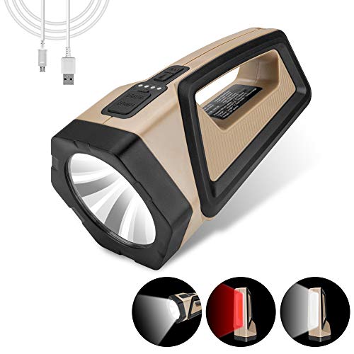 Linkax LED Handscheinwerfer, Campinglampe Laternen Wiederaufladbare Taschenlampe Akku Handlampe Tragbares mit Warnlicht für Camping Angeln Notfall 1500 LM, 8 Modi, Superhell IPX6, 7200 mAh Power Bank