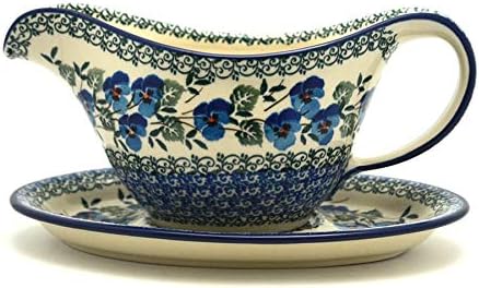 Polish Pottery Gravy Boat - Winter Viola