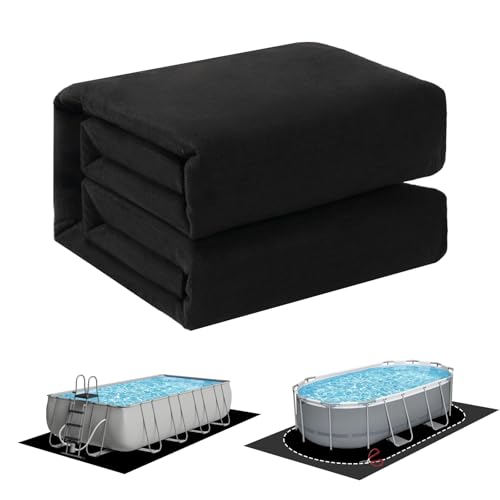 Safana Upgrade Thicken 12 x 24 ft Rectangle Pool Liner Pad for Rectangular-Oval Above Ground Pool, 300g-㎡ Seamless Swimming Pool Mat, Under Pool Padding, Puncture Protection, Extend Liner Life