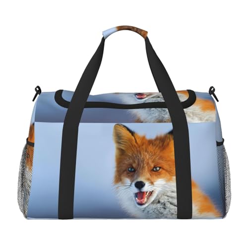 Sac de week-end imprimé renard noir pour femme, bagage cabine idéal