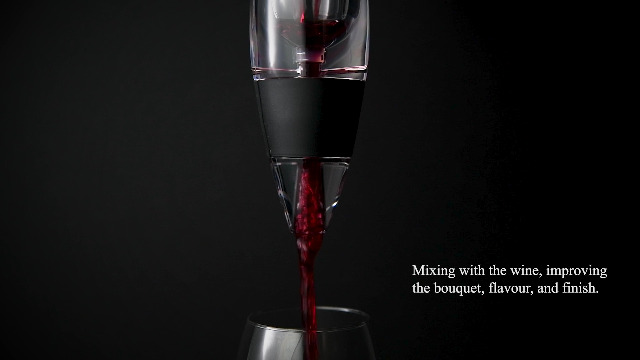 Savisto Wine Aerator | Acrylic Wine Breather, Pourer and Filter with Display Stand - Black