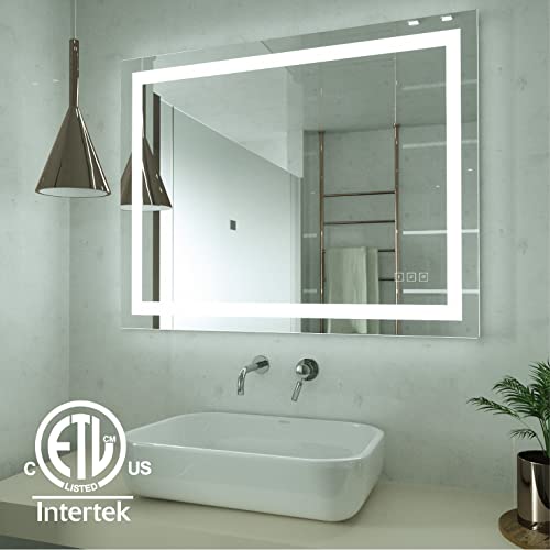 Hauschen Home 32 X 40 Inch Led Lighted Bathroom Mirror, Wall Mounted Dimmable Makeup Vanity Mirror, Anti-Fog Mirror, 3-Color Adjustable Warm/Natural/White Light, Horizonal & Vertical, Etl Listed #TOP2