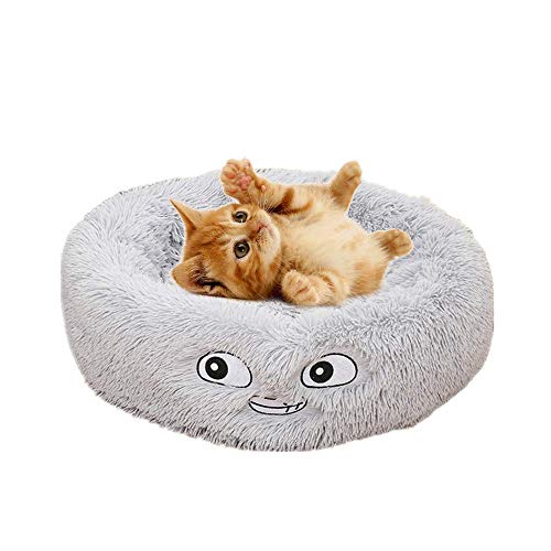 MOGOI Katzenbett mit Kissen, orthopädisches Katzenbett, bequemes Donut-Kuschelbett, rund, sehr weich...