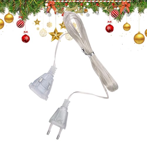 Cavo di prolunga sottile, cavo di prolunga per luci natalizie, cavo di alimentazione da 10 piedi, cavo luminoso da 220 V, cavo di prolunga sottile per il collegamento di catene luminose estese