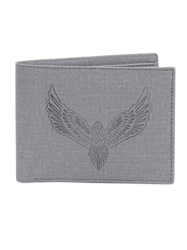 Image of SAMTROH Vegan Leather Wallet for Men | Vintage Printed | Premium Vegan Leather Craftsmanship | 3 Card Slots I 2 Cash Compartments & Secret Slots | 1 Coin Pocket. (Eagle, Dark Grey)