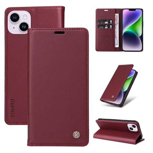 xinyunew Echtleder Hülle für Huawei Nova 12S 4G Hülle Leder Wallet Book Flip Folio Stand View Cover Tasche für Huawei Nova 12S 4G (Red)