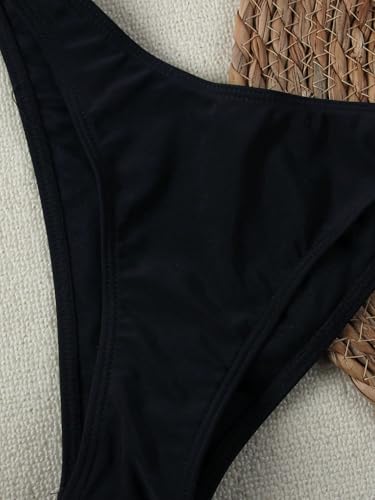 QJQ Women's Bandeau Swimsuits Strapless Tie Back Bikini Sets High Cut Cheeky 2 Piece Bathing Suit Swimwear4