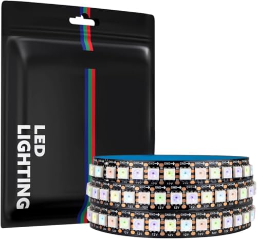 Image of WS2812 LED Strip, 1m, 144 LEDs /m, 5V, Individually Addressable, Cuttable,10mm, Non-Waterproof, Indoor Use, High-Density Dream Color, Easy Install with Adhesive, (WS2812-144LED /METER, 1 Meter)