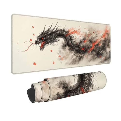 Tapis souris noir XXL de 3mm d'épaisseur avec bords cousus et base antidérapante