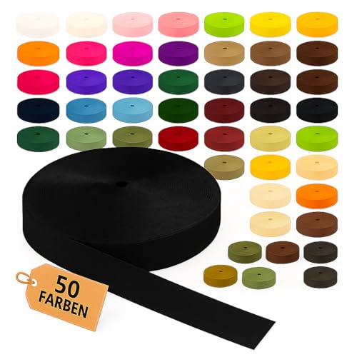 KBBB Gurtband 2m oder 5m lang – 50 Farben Breiten: 10mm 15mm 20mm 25mm 30mm 40mm 50mm Polypropylen