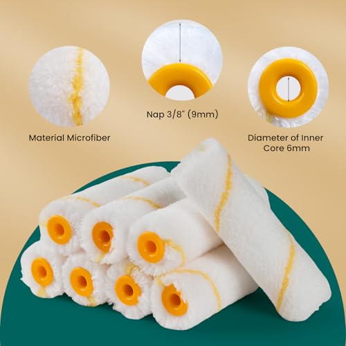 YiBaiBrush Paint Roller Kit, 13 Piece Set, 4 Inch Small Microfiber Roller Covers, Paint Tray with Liners, Paint Brush for Walls, Mini Roller for Painting, Painting Supplies for House Painting - Image 3