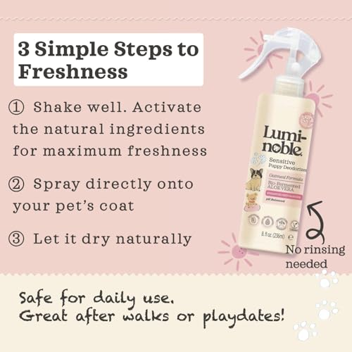 Sensitive Dog Deodorizing Spray Perfume, Oatmeal Formula Pet Cologne,Hypoallergenic Detangler Spray, Alcohol Free, Pet Odor Neutralizer for Puppies, White Musk Scent to Refresh The Skin and Coat, 8oz