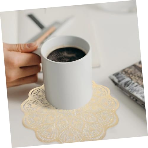 Sets de table ronds en PVC dîner robuste anti-tache effet dentelle - 6