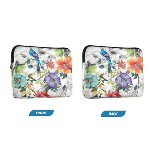 Funda para portátil de 13-14 pulgadas con diseño floral y pájaros miniatura 2