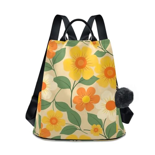 Sac à dos femme fleurs orange antivol contre vols