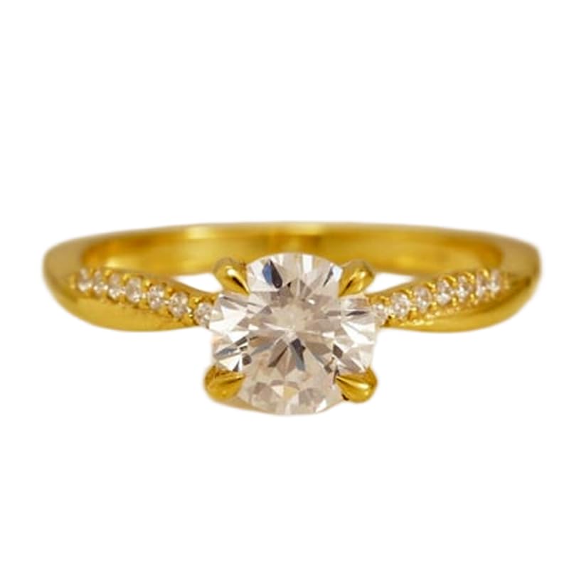 Bague imposante argent 925 plaqué or avec pierre CZ anneau diamants