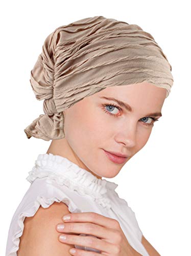 Abbey Cap Womens Chemo Hat Beanie Scarf Turban Headwear for Cancer Blended Knit Wave Taupe