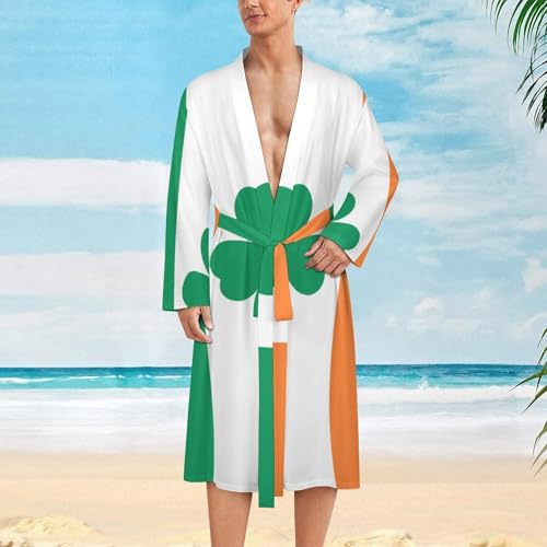 Shamrock Clover Ireland Flag Casual Robes Bathrobe for Women Men V-Neck Loungewear Lightweight Soft Sleepwear Spa Pool2