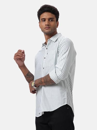 Image of WROGN Men's Cotton Shirt | Striped | Regular Fit