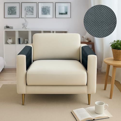 Image of Amazon Basics - Velvet Quilted Sofa Armrest - Set of 2 | Multi-Layered Fabric | 70cm x 70cm | 350 GSM | Color - Light Grey