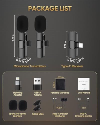 Image of BQYA K9 Dual Wireless Microphone, Digital Mini Portable Recording Clip Mic with Receiver for All iOS,Lighting Mobile Phones Camera Laptop for Vlogging YouTube Online Class, Zoom Call