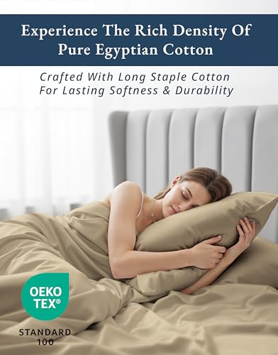 Image of LANE LINEN Cotton California King Sheet Sets Egyptian Cotton Sateen - Linen | Cali King Sheets Set - 4-Piece Set, For Guests And Everyday Use, For A Silky Hotel-Style Bed, Guest-Ready Comfort