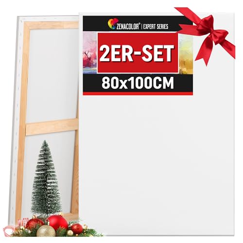 Zenacolor Leinwand Zum Bemalen 80x100 - Set aus 2 Canvas - Geeignet für alle Arten von Farben auf Leinwänden