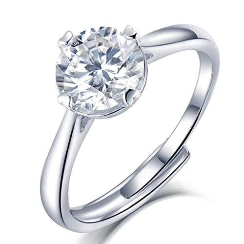 Bague solitaire KnSam argent femme diamant de synthèse brillant 4 griffes