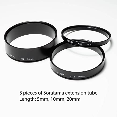 Tubo de extensión Soratama para filtro Lensball, 3 piezas (5 mm, 10 mm, 20 mm), diámetro 72 mm, material aluminio miniatura 2