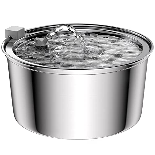 MMcRRx Fontana Automatica per Animali da 3,2 L in Acciaio Inox – Funzionamento Silenzioso, Igiene e Approvvigionamento Idrico per Cani e Gatti