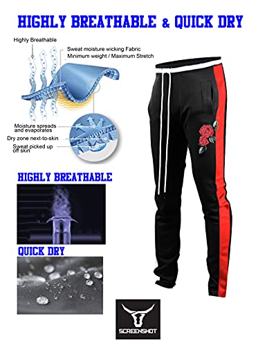 Image of SCREENSHOT Screenshotbrand Mens Hip Hop Slim Fit Track Pants - Athletic Jogger Bottom with Side Taping