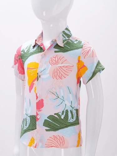 JEATHA Boys Short Sleeve Hawaiian Shirts Button Down Tees Kids Beach Vacation Floral Boho Clothes Summer Tops3