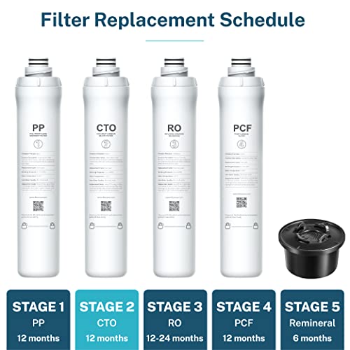 Image of Bluevua Official ROPOT CTO Filter, Replacement for RO100ROPOT | WQA & NSF Certified, 1-year Lifetime-2nd Stage