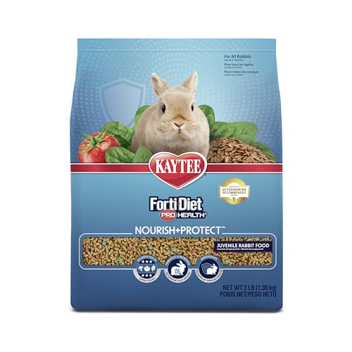 Kaytee Forti-Diet Pro Health Nourish+Protect Juvenile Rabbit Food, Comprehensive Nutrition Backed by Science, Digestive Health, Immune Support, 3 Pounds